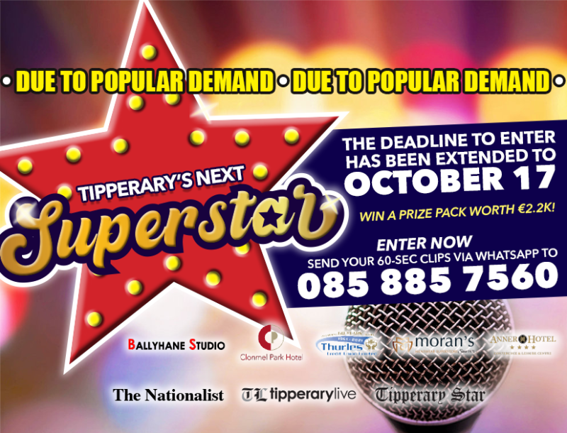 Deadline extended to enter Tipperary's Next Superstar talent search