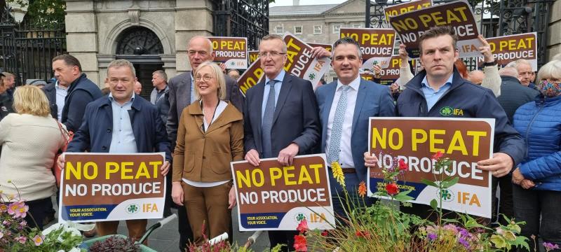 Tipperary Oireachtas members supports peat harvesting protest outsid the Dail