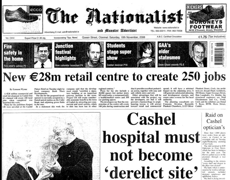 Yesteryears: New €28 million retail centre in Cashel to create 250 jobs