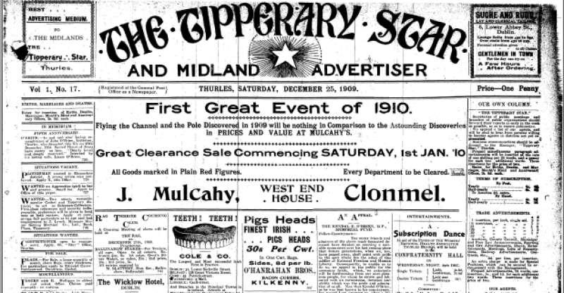 Tipperary Star Christmas 1909