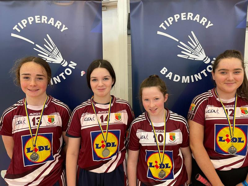 Our Lady's Templemore U14 girls team win silver in the Tipperary Schools Badminton tournament