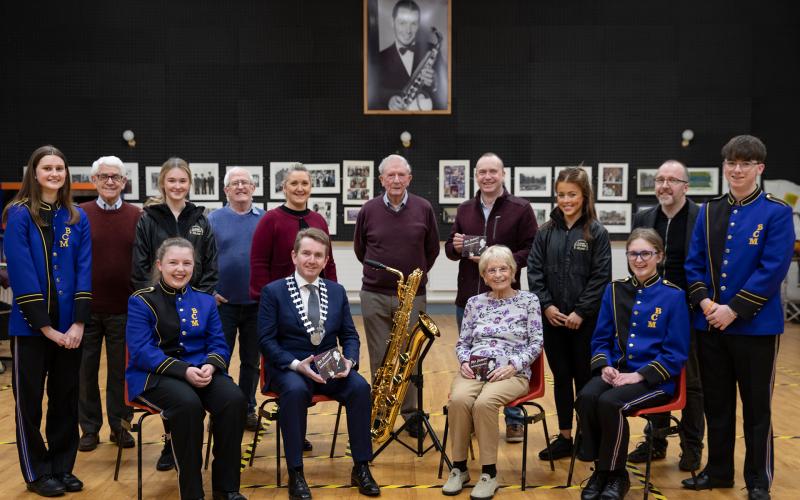 Marching band is delighted with Tipperary Museum's generous gift of saxophone
