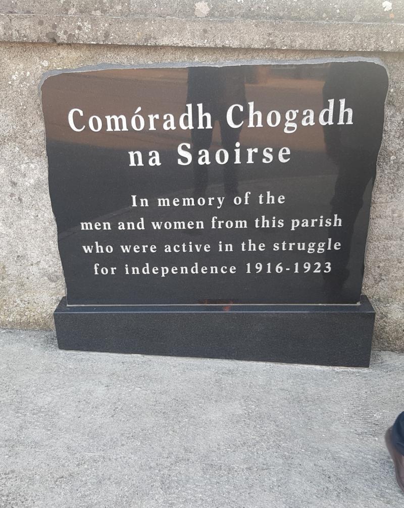 The plaque which was unveiled in Moneygall