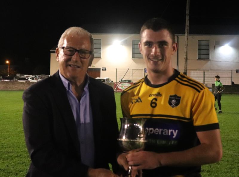 Presentation of the Willie O'Dwyer Cup by West Board Chairman Tom Hayes to Arravale Rovers Capatain Raymond Kelly. Picture: Francis Coughlan