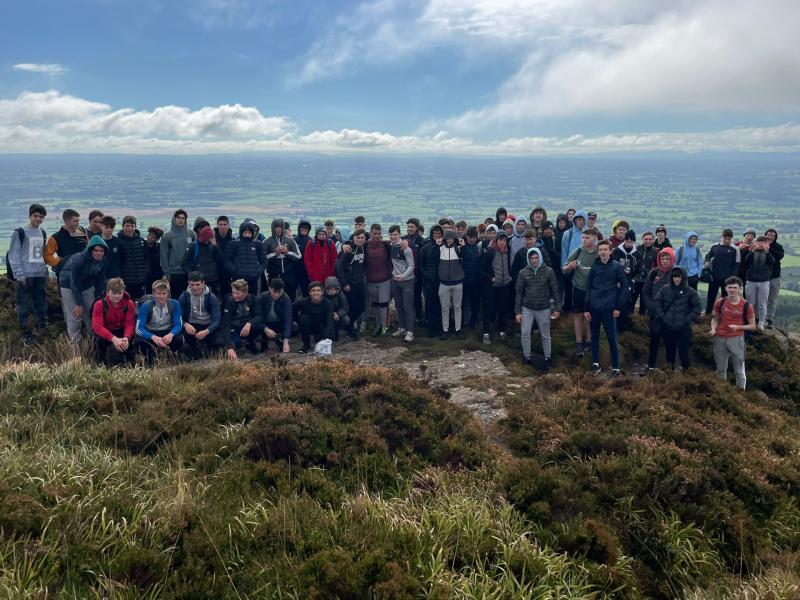 TY  students at the CBS Thurles climb the Devil's Bit for Tipp Top Challenge