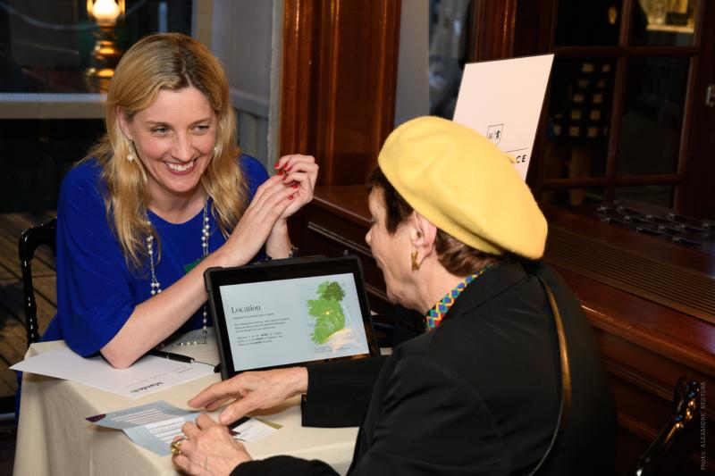 Karen Fleming, Cashel Palace Hotel (left), meeting a French luxury travel buyer at a networking event in Paris organised by Tourism Ireland.