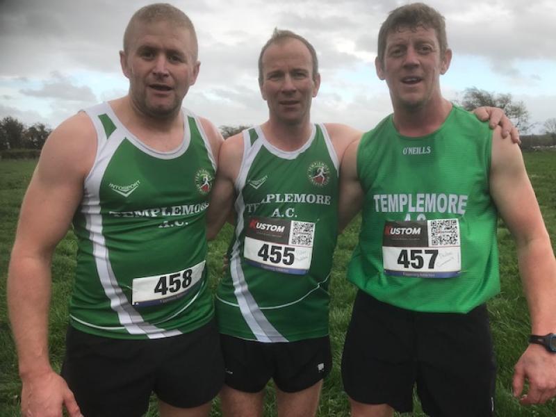 The winning men's team in the County Novice B Cross Country - Templemore AC - left to right - Michael Gleeson, Peter Madden and Ailbe Cummins.