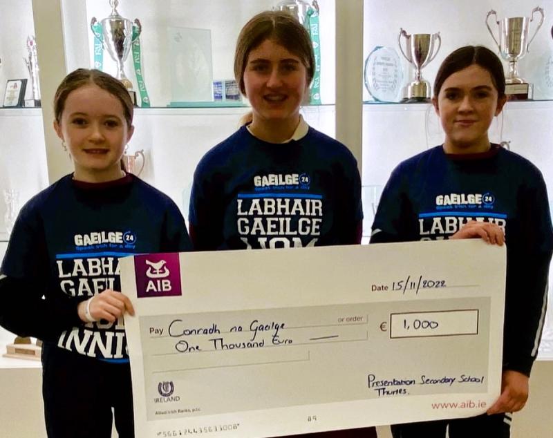 Presentation girls speak Irish for a day and  raise  €1000  for Conradh na Gaeilge