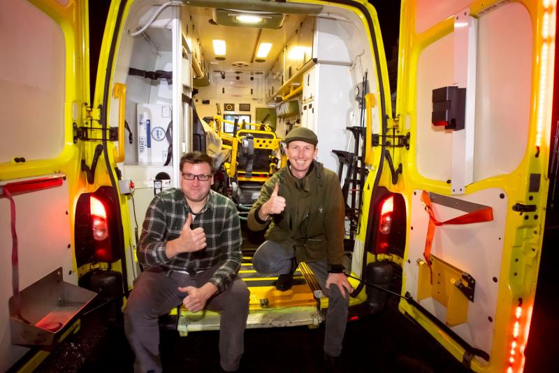 Darach Powell from Clonmel and Roger O’Byrne from Kilmacthomas who drove the ambulance out to the Ukrainian border as part of the humanitarian aid mission . Picture Mary Browne 