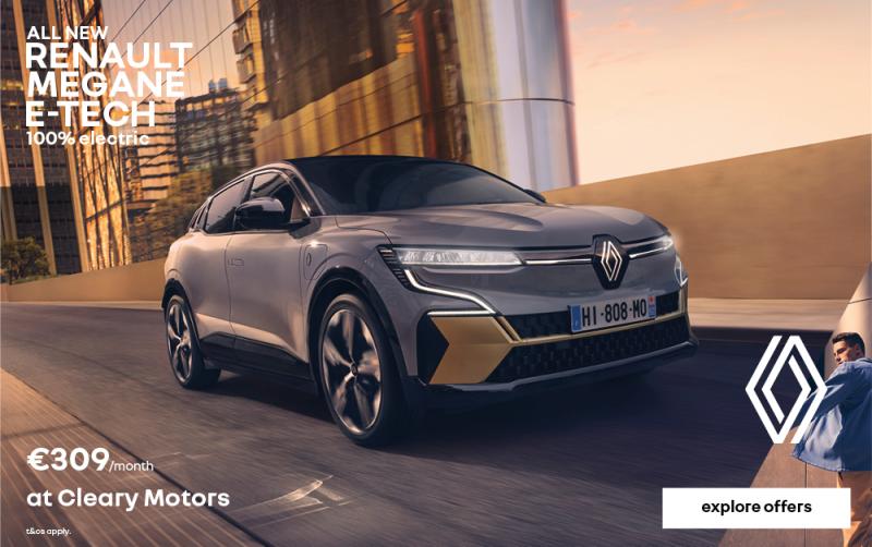 ALL NEW MEGANE E-TECH 100% ELECTRIC now available at Cleary Motors
