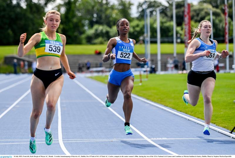 Moyne athletic club sprinter Katie Bergin is flying it on the big stage!
