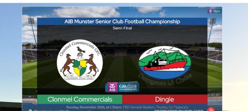 Munster GAA TV to live stream Clonmel Commercials vs Dingle and all championship games this weekend