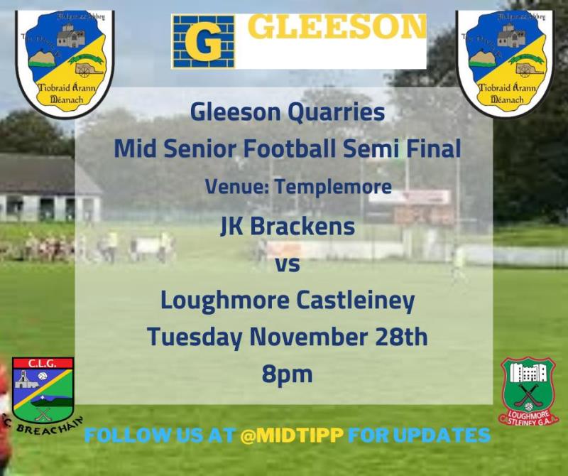 Mid Tipperary titans clash later on under Tuesday night lights 