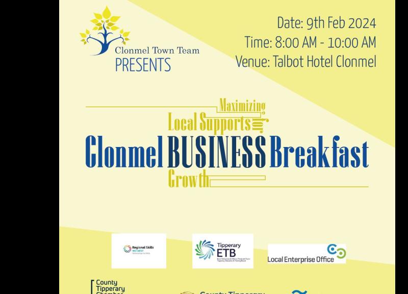 Tipperary Chamber will host a business breakfast  networking event in Clonmel