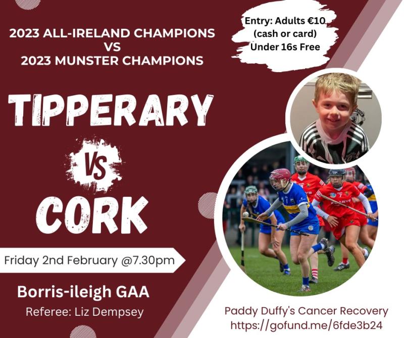 Tipperary  and Cork play in Borrisoleigh in aid of treatment for young Paddy Duffy 