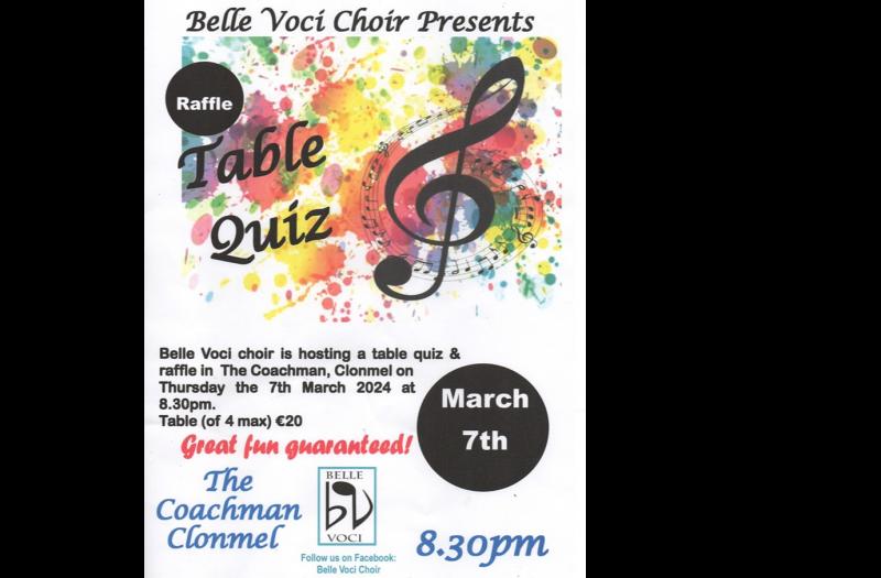 Tipperary choir to hold quiz fundraiser