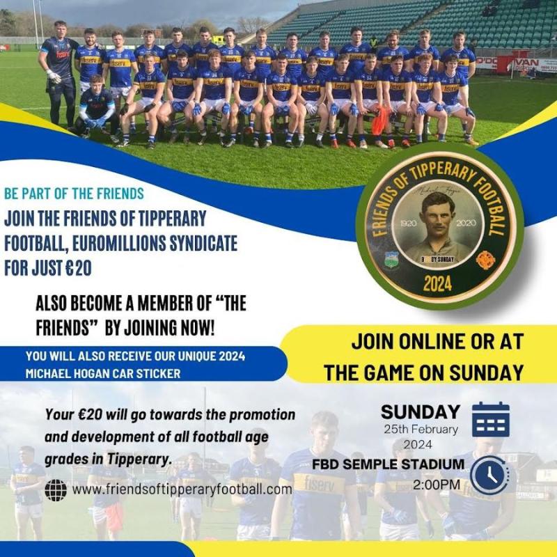 The Friends of Tipperary Football are launching a new Euro Millions Plus syndicate 