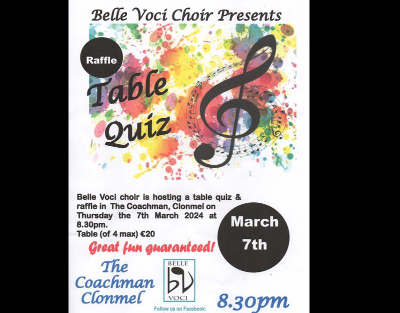 Tipperary choir to host table quiz