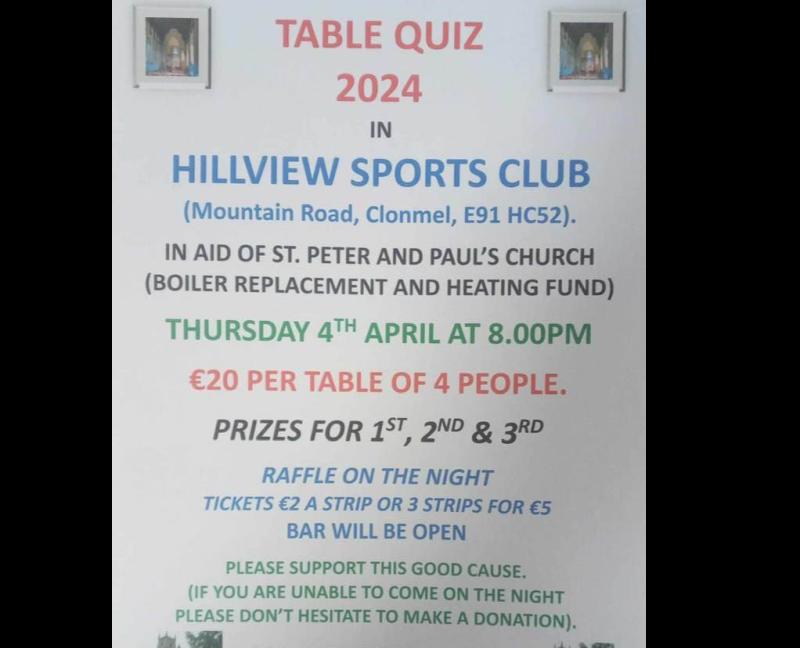 Tipperary sports club to host table quiz for a good cause