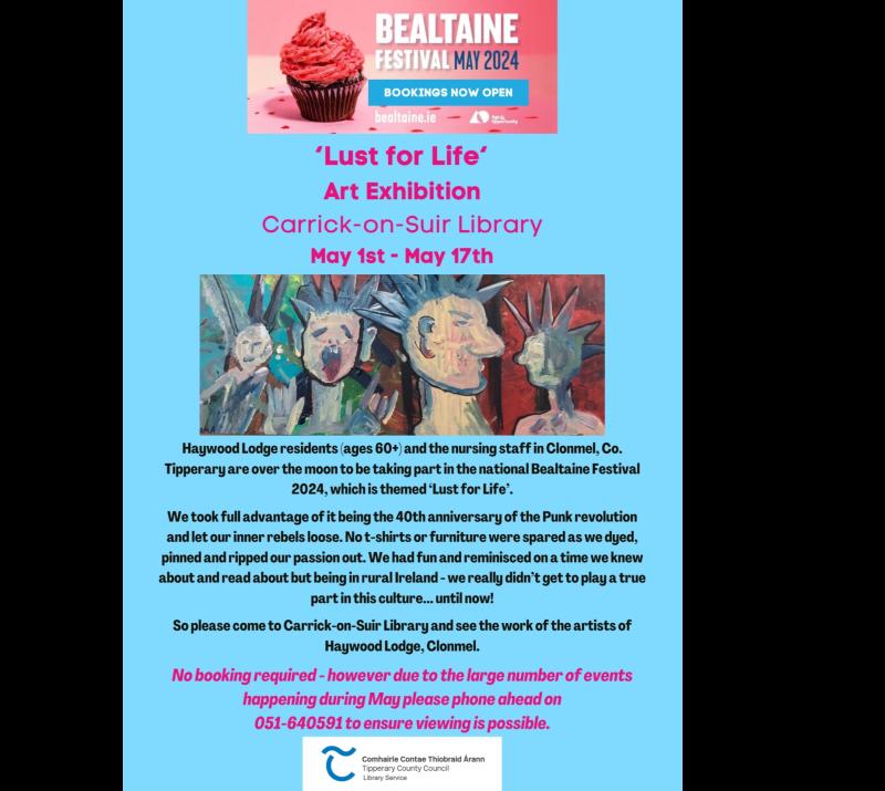 Carrick-on-Suir Library to host Lust for Life art exhibition as part of Bealtaine Festival 