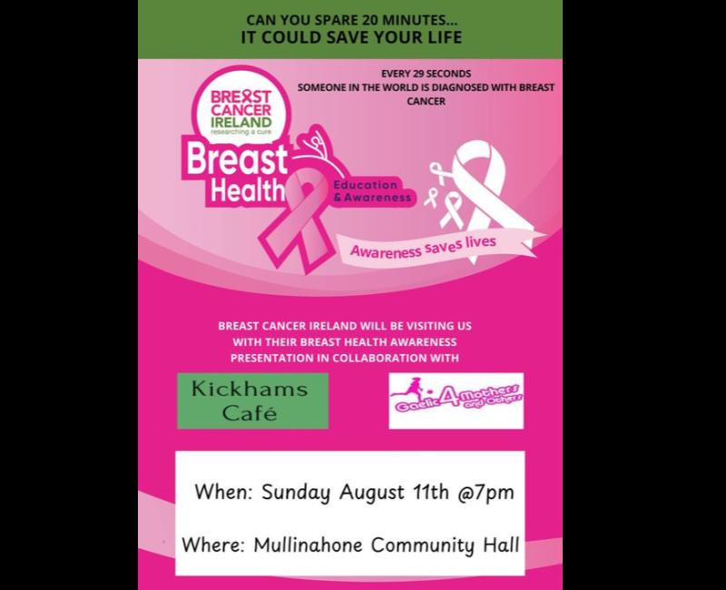 Breast cancer awareness talk planned for county Tipperary village this weekend