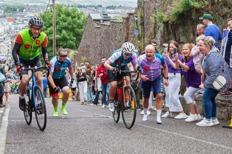 Cyclists overcome Patrick's Hill in epic charity cycle finish