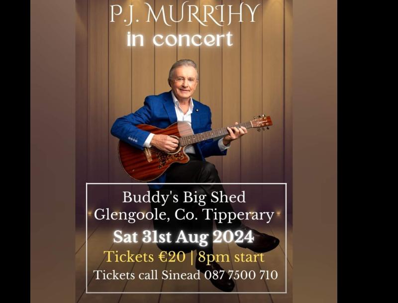 Singer/songwriter PJ Murrihy to perform in concert in county Tipperary village this weekend