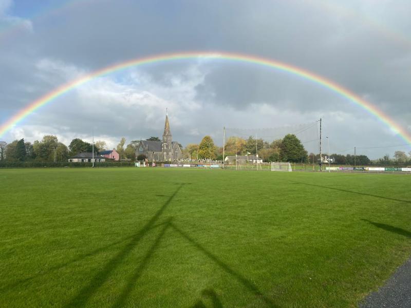 STUNNING! Multi-coloured rainbow backdrop at grounds of Tipperary GAA pitch 