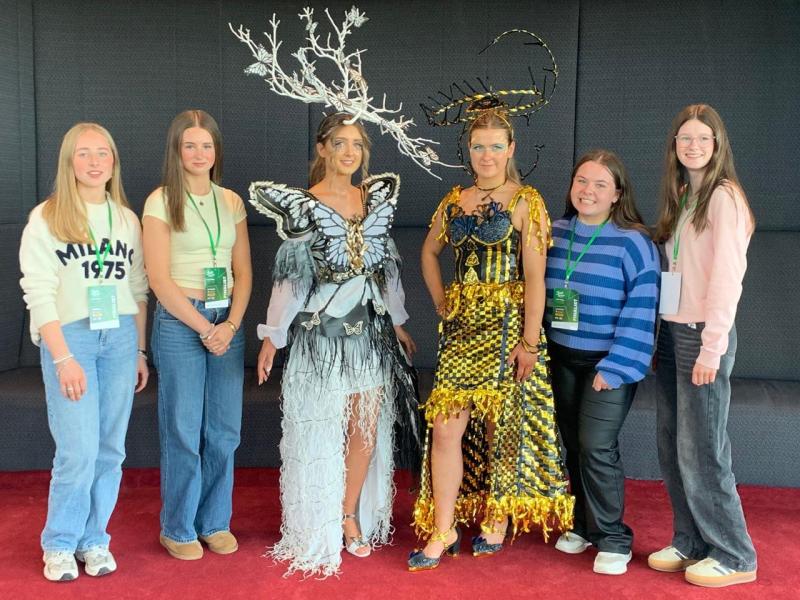 The two teams from the Ursuline Secondary School at Junk Kouture