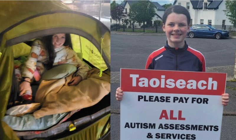 'First night down!'- Tipperary girl sleeping outside Dáil to protest lengthy autism waitlists