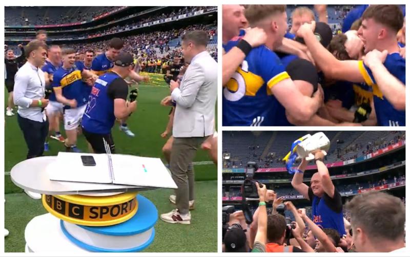 WATCH: Tipperary boss's TV interview descends into chaos as rowdy players hijack spotlight