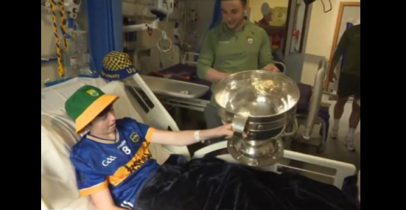 WATCH: Young Tipp supporter goes viral after Kerry visit Temple Street with Sam Maguire Cup!
