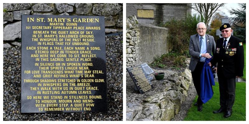 Tipperary man has poem unveiled on plaque in Tipperary memorial garden