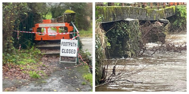 LATEST: Tipperary foot bridge closed due to flooding caused by Storm Bram