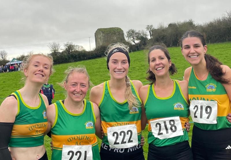 (From L-R) Sharon Cantwell, Mindy Doyle, Louise Fogarty , Eileen Ely & Orla Healy, who took home the team title at the County Senior Cross Country.