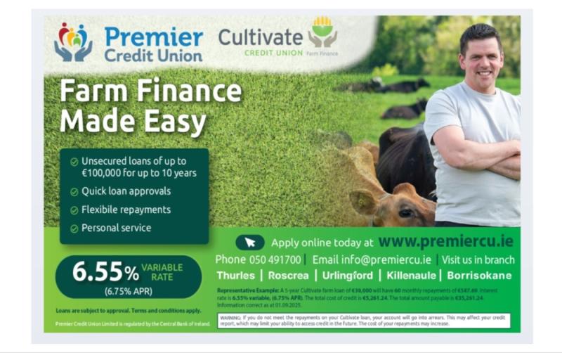 Grow Bigger: Premier Credit Union boosts Farm Loan limit to &euro;100k