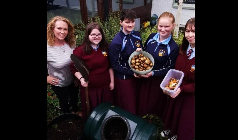 Students at St Mary's Newport show off their growing sustainability skills