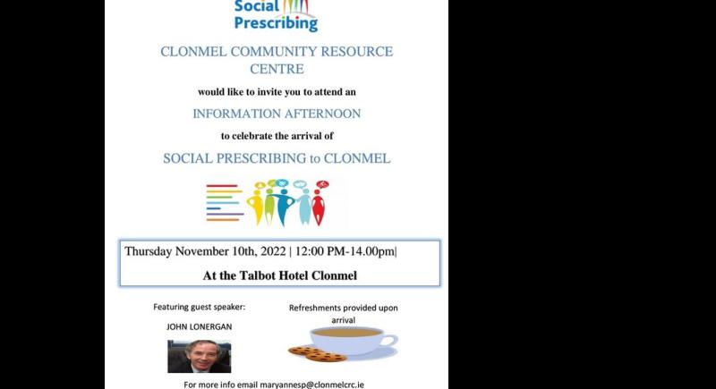 Invitation extented to information meeting on arrival of social prescribing service to Clonmel