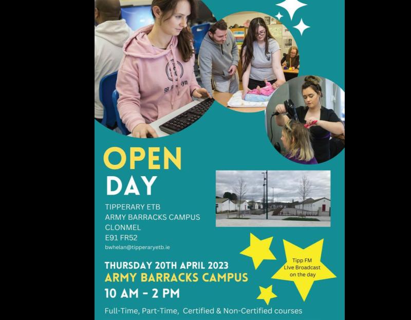 ETB open day to be held at Kickham Barracks campus in Clonmel 