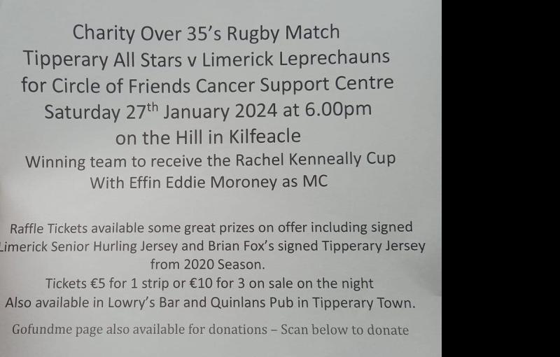 Tipperary Rugby Club to host charity fundraiser for cancer support centre