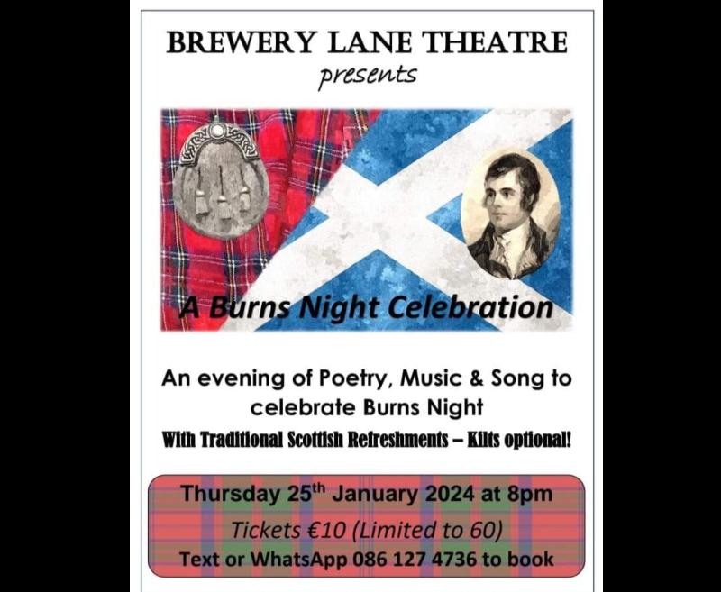 Carrick-on-Suir's Brewery Lane to celebrate Scotland's great poet Robbie Burns 