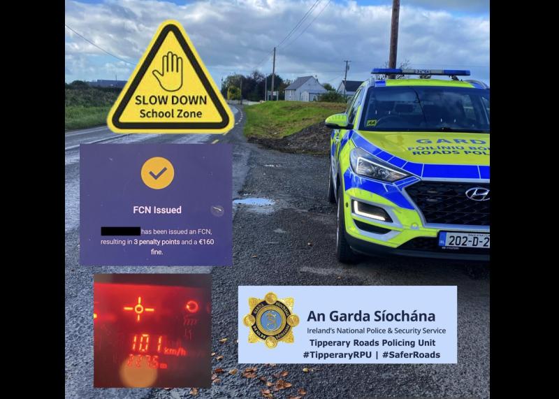 Gardaí stop driving speeding outside Nenagh school 