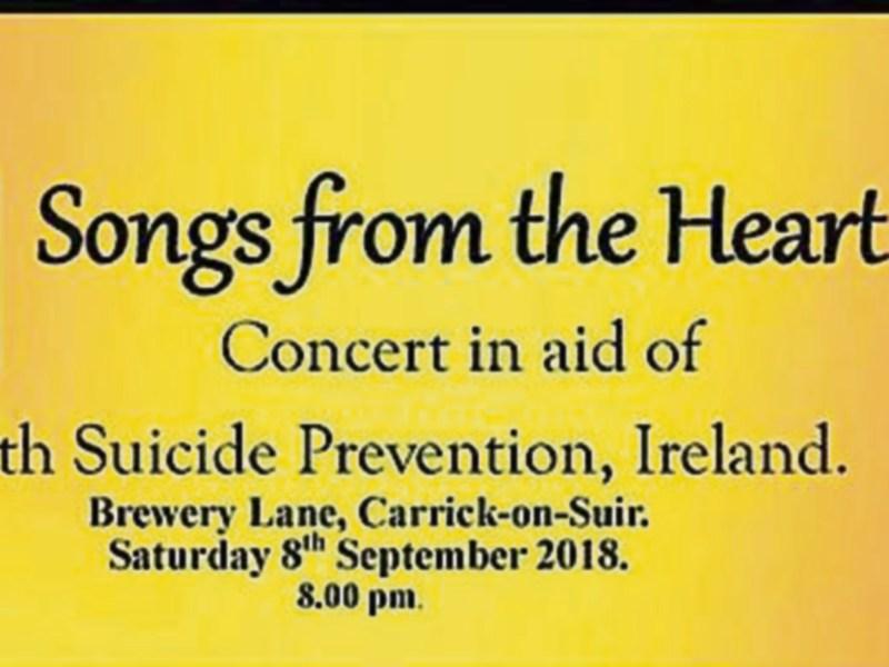 Carrick-on-Suir concert to raise funds for youth suicide prevention charity
