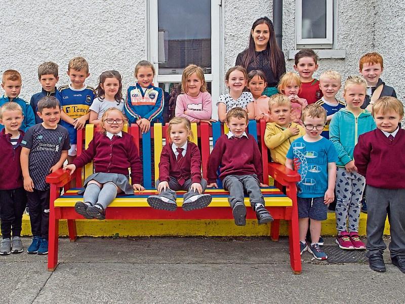 Co. Tipperary men’s shed group presents “buddy bench” to primary school 