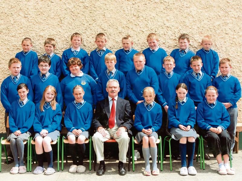 Michael Quinlan is pictured with his last class in Rahealty National School where was Principal