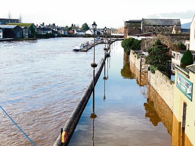 A view of Carrick-on-Suir's flooded quay during the 2016 flooding crisis in the town.