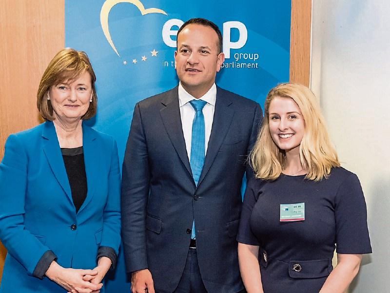 Erasmus student Emma O'Connell from Tipperary town meets Taoiseach & Deirdre Clune
