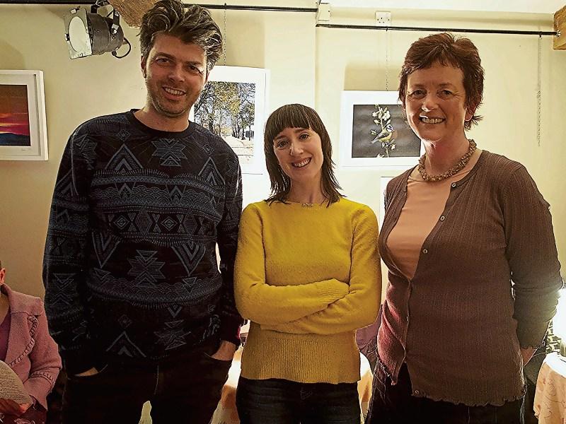 Writers Weekend course leaders Adam Wyeth and Jessica Traynor with organiser Margaret O'Brien. 
