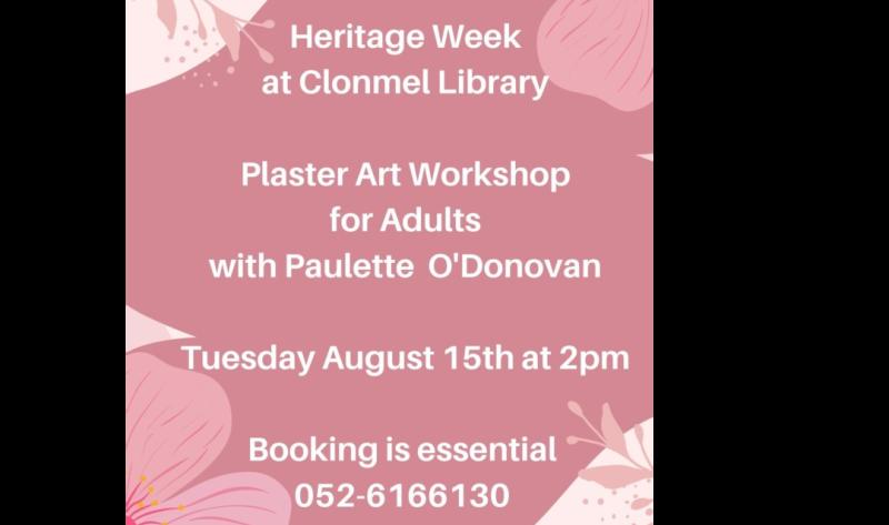 National Heritage Week in Tipperary will offer adults a chance to take up plaster art