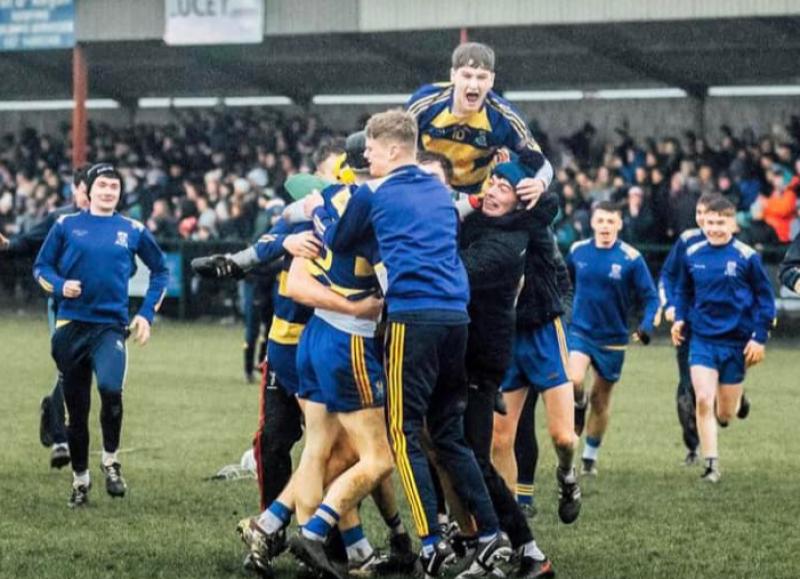 Cashel players celebrate at the final whistle